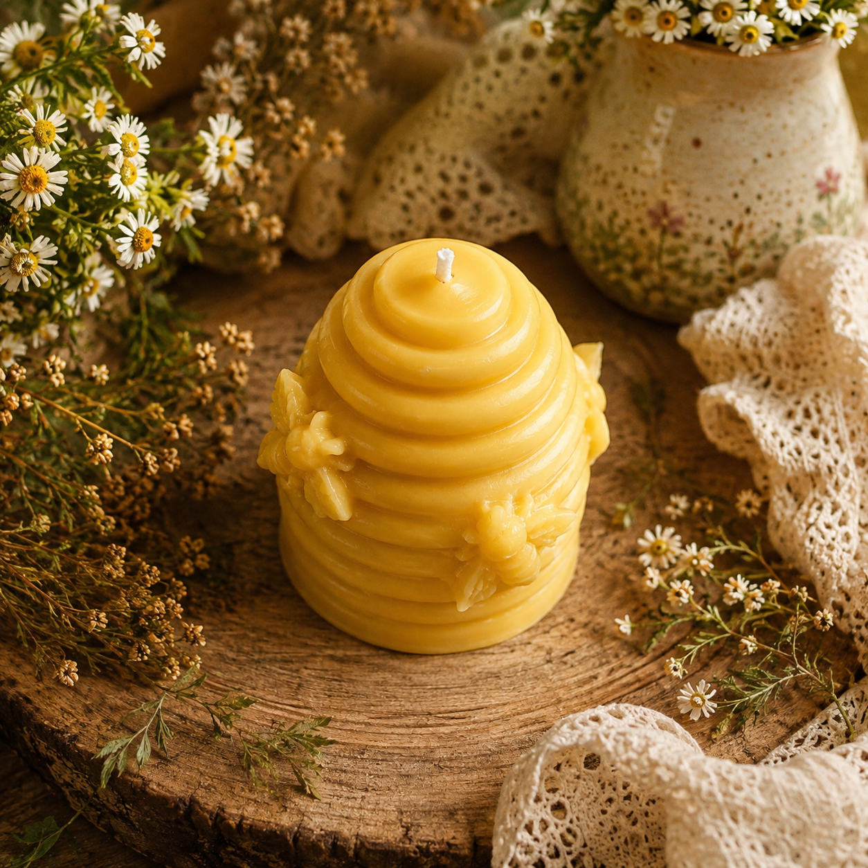 Wildflower Honey Beehive Beeswax Candle