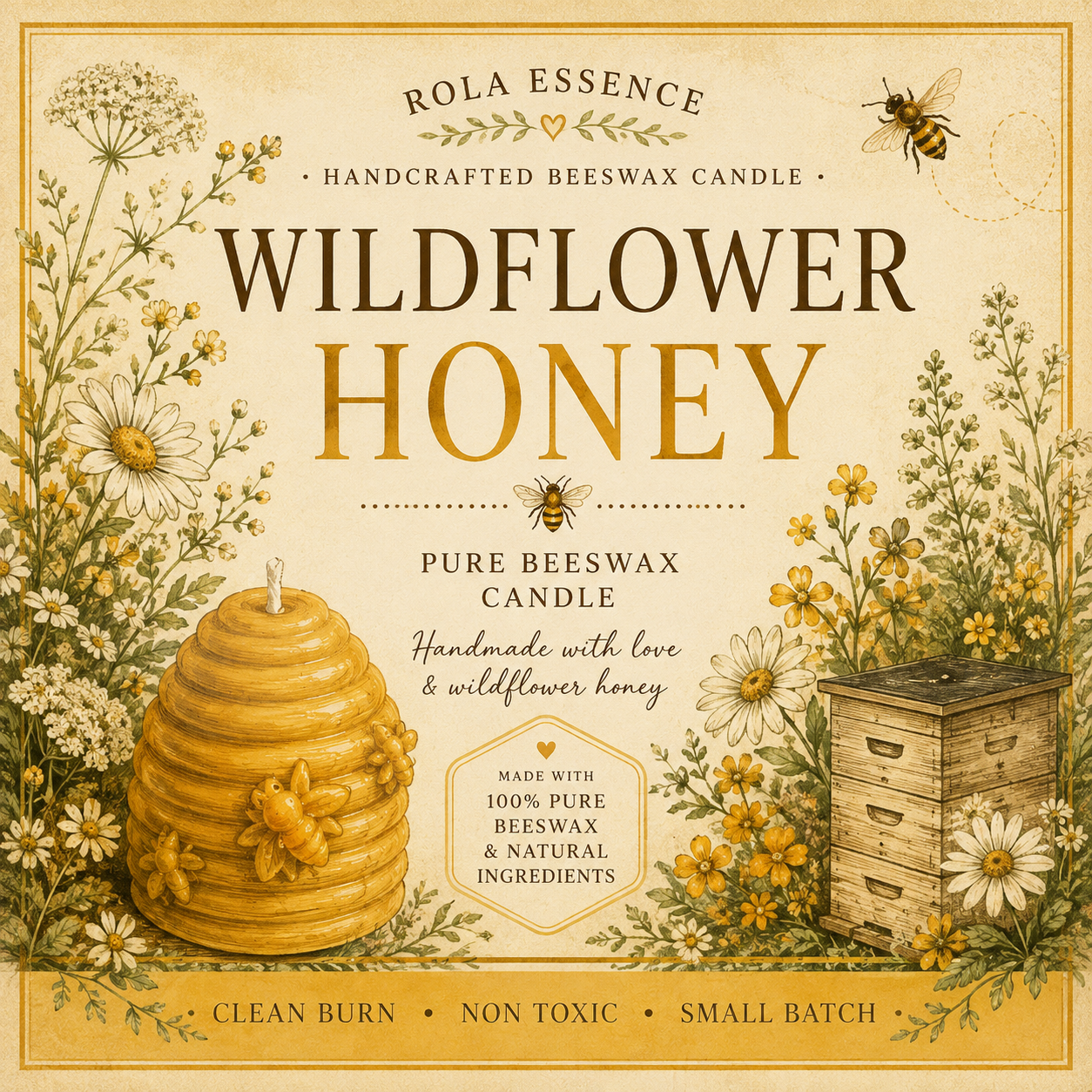 Wildflower Honey Beehive Beeswax Candle