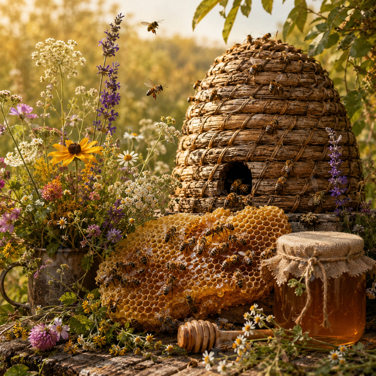 Wildflower Honey Beehive Beeswax Candle