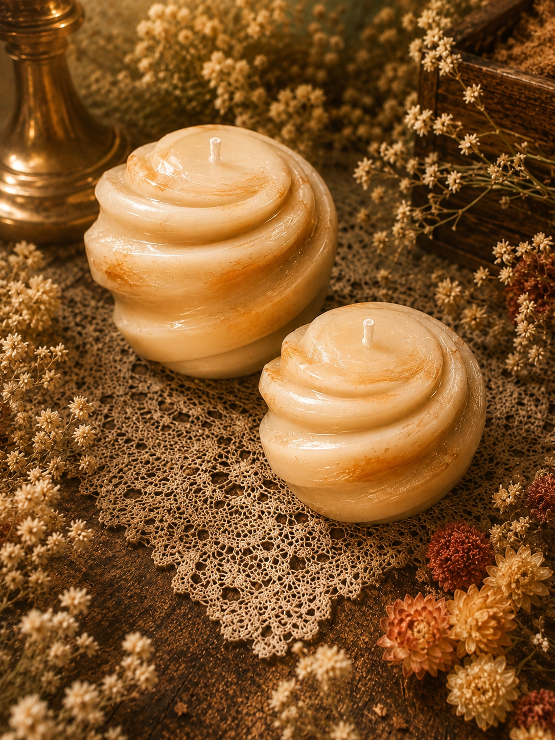 Amberwhirl Sculptural Beeswax Candle